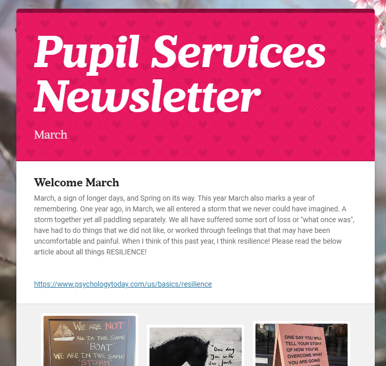 Pupil Services March Newsletter