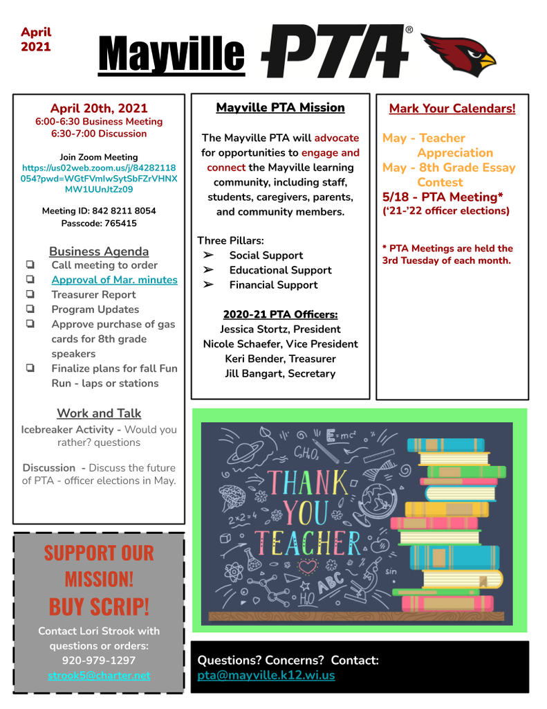 PTA Agenda - April 2021