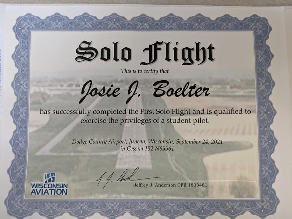 Solo Flight Certificate
