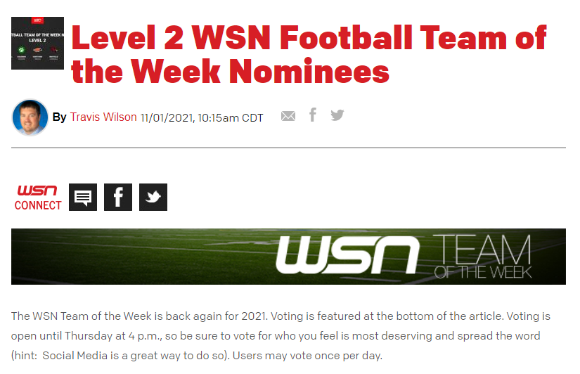 WSN Football Team of the Week