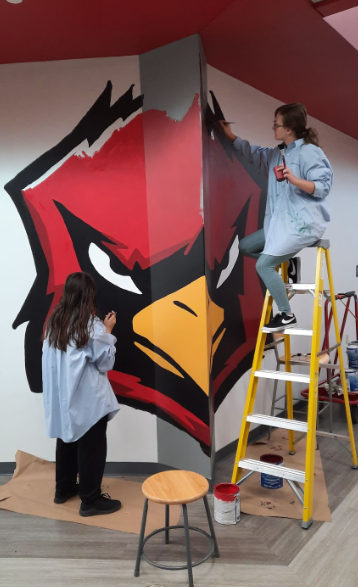 Mighty Cardinal Mural  Progress