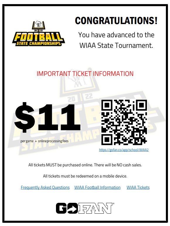 WIAA State Football Tickets Info