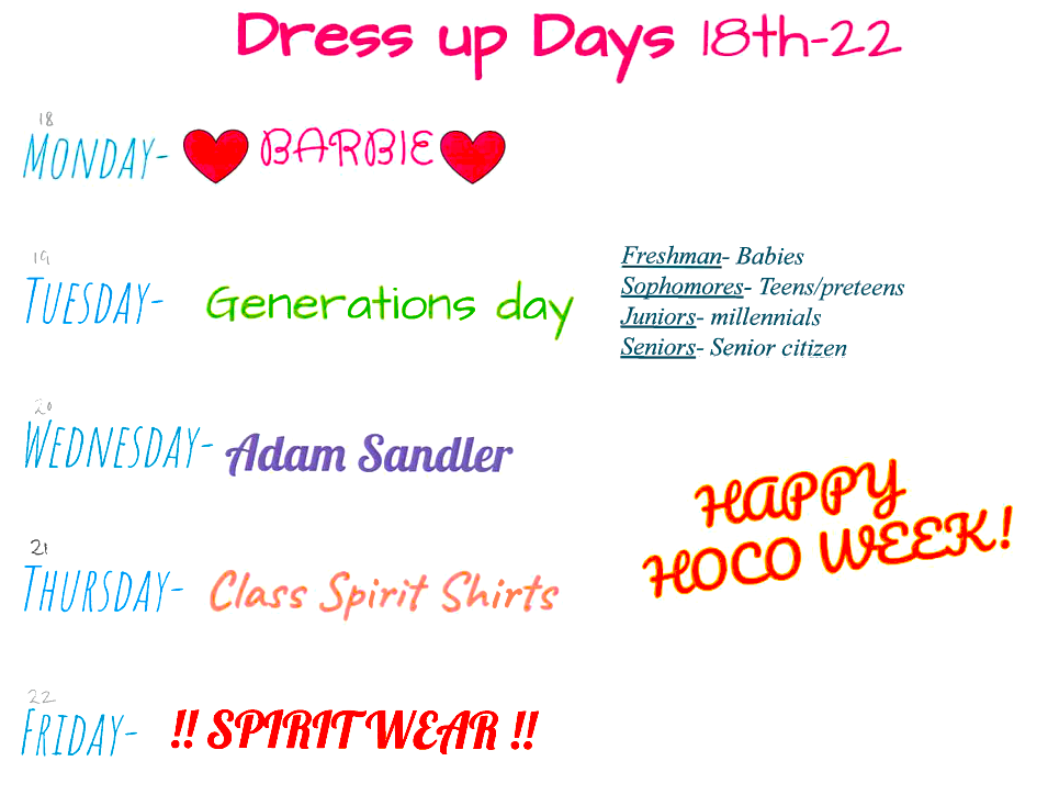 Grades 9-12 Dress Up Days